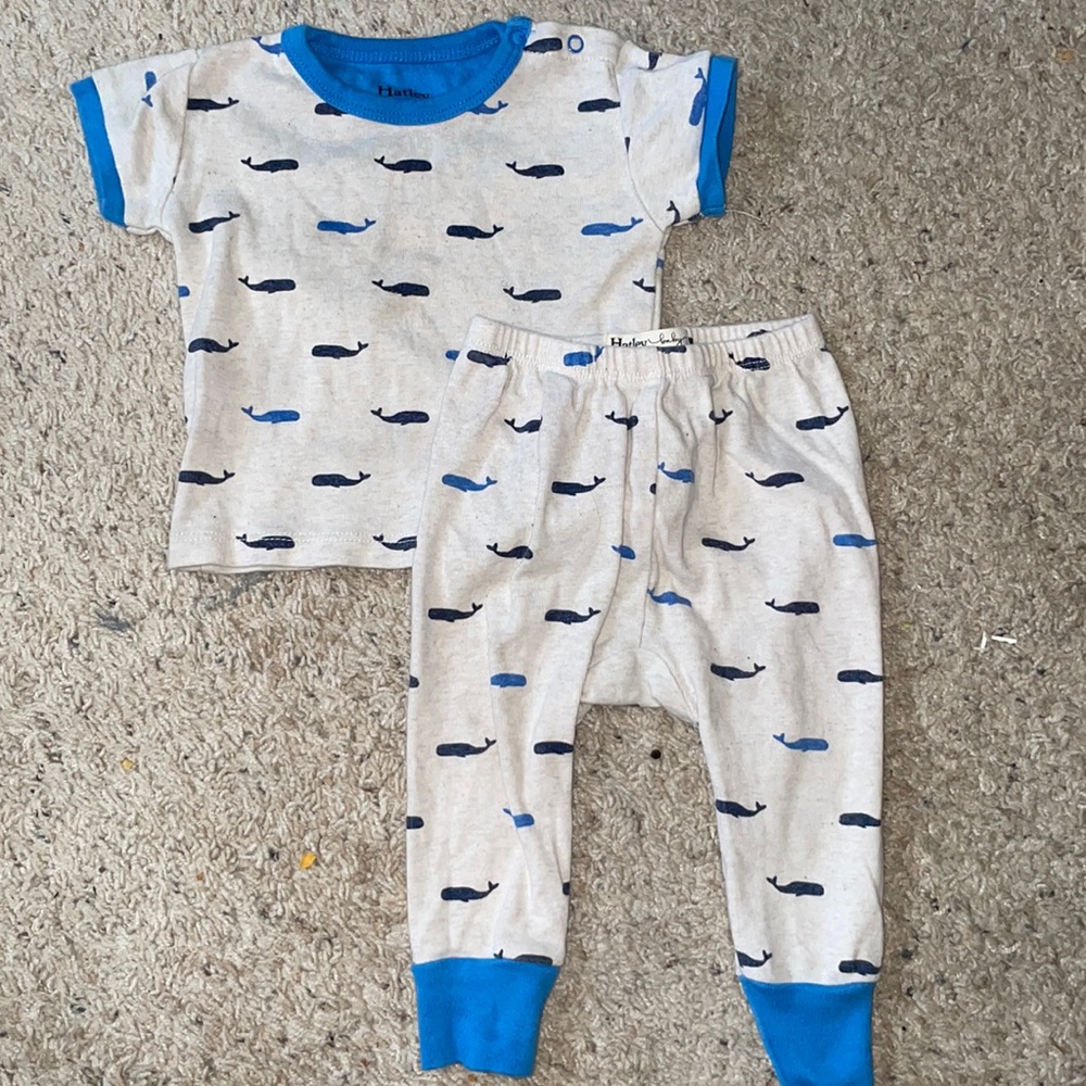 Whale boy two piece pajamas